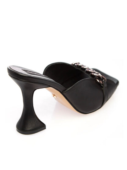 Sandale Negre Piele Naturala Toc Clepsidra Lant Gemelli Shoes Comanda Online Pantofi la comanda lucrati manual din piele naturala