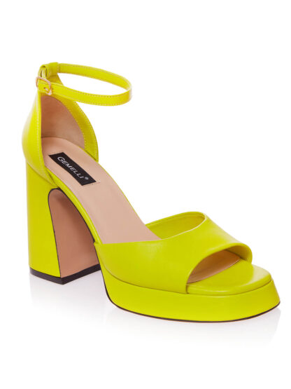 Sandale Galben Neon Vara Piele Naturala GEMELLI Shoes Comanda Online Pantofi la comanda lucrati manual din piele naturala