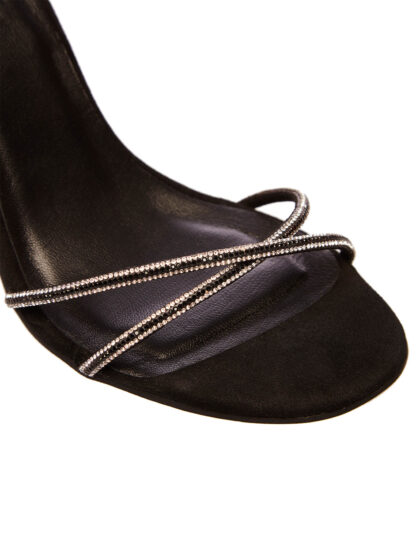 Sandale Elegante Negre Cristale Piele Întoarsă Toc 9cm GEMELLI Shoes Comanda Online Pantofi la comanda lucrati manual din piele naturala