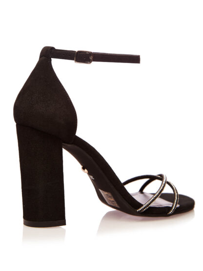 Sandale Elegante Negre Cristale Piele Întoarsă Toc 9cm GEMELLI Shoes Comanda Online Pantofi la comanda lucrati manual din piele naturala