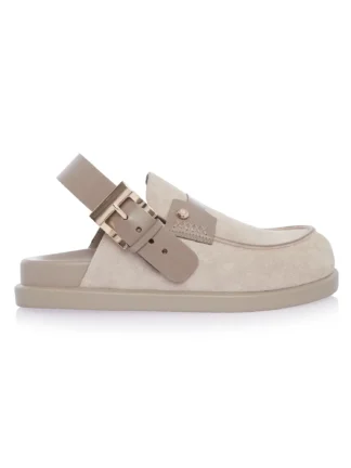 Clogs Saboți Grej Piele Naturală Întoarsă | Gemelli Shoes, Comanda Incaltaminte Casual la comanda lucrata Manual din Piele Naturala