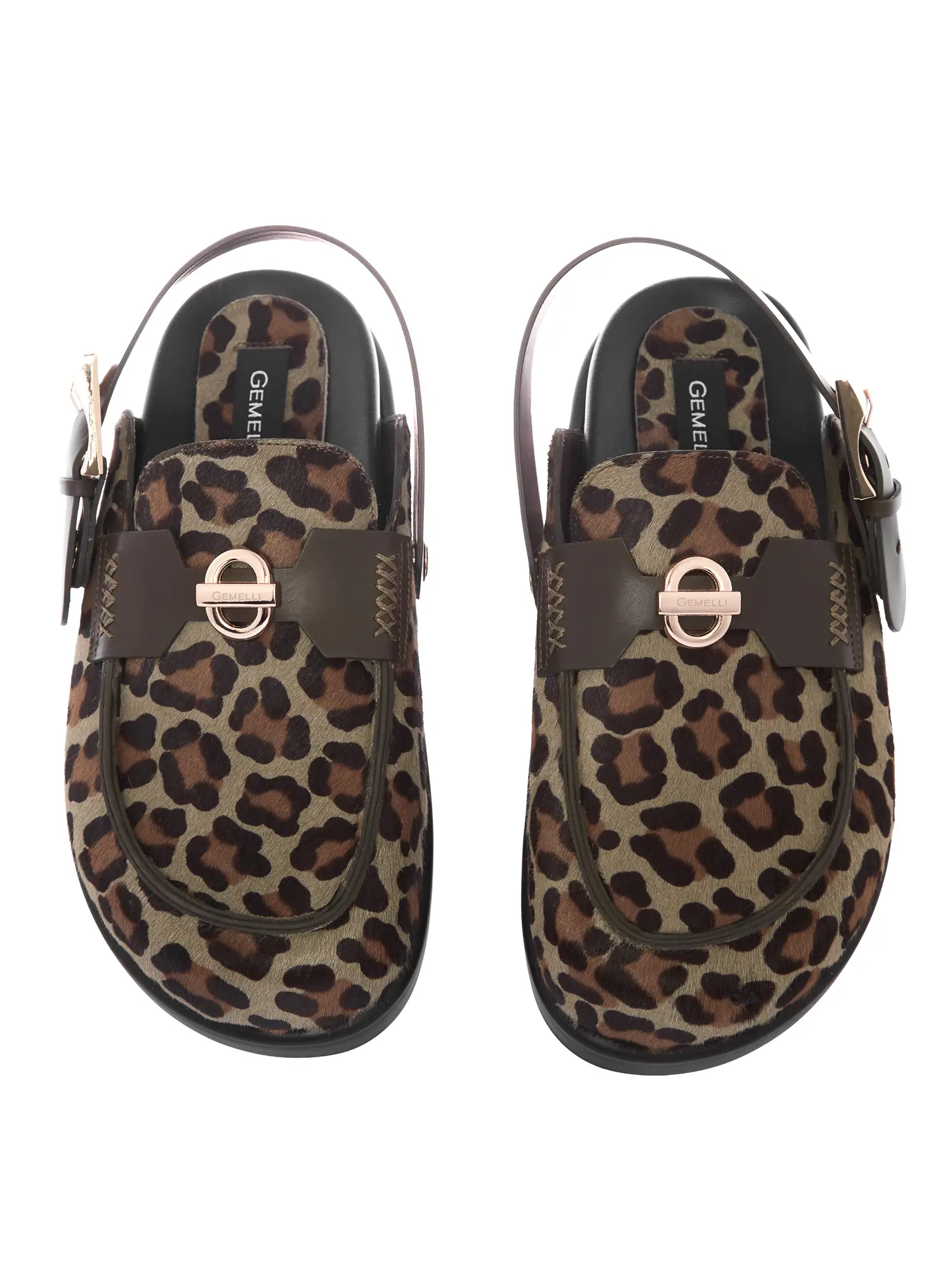 Clogs Saboti Piele Naturala Animal Print | Gemelli Shoes, Comanda Incaltaminte Casual la comanda lucrata Manual din Piele Naturala