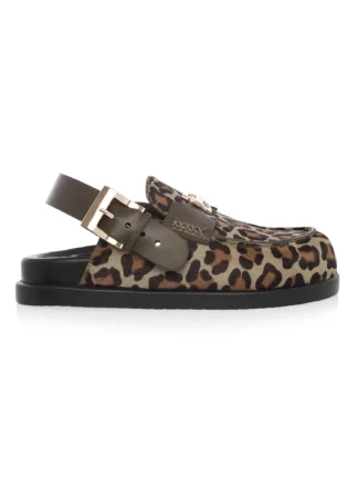 Clogs Saboti Piele Naturala Animal Print | Gemelli Shoes, Comanda Incaltaminte Casual la comanda lucrata Manual din Piele Naturala