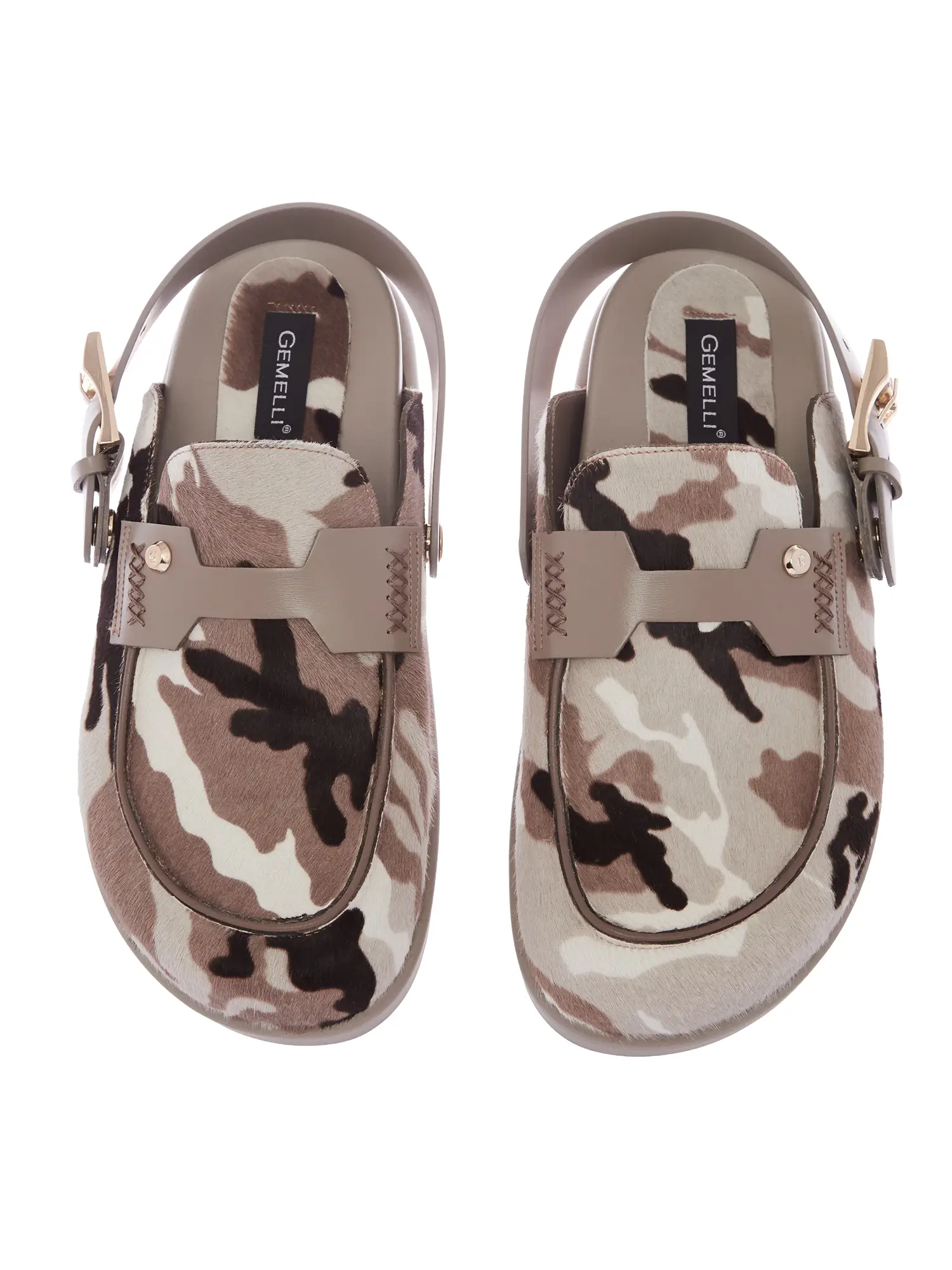 Clogs Saboti Piele Naturala Print Army | Gemelli Shoes, Comanda Incaltaminte Casual la comanda lucrata Manual din Piele Naturala