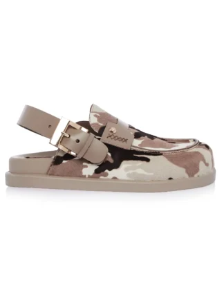 Clogs Saboti Piele Naturala Print Army | Gemelli Shoes, Comanda Incaltaminte Casual la comanda lucrata Manual din Piele Naturala