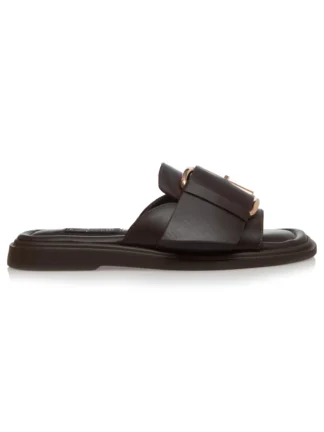 Papuci Piele Naturala Maro cu Accesorii Aurii Gemelli Shoes Comanda Online Pantofi la comanda lucrati manual din piele naturala